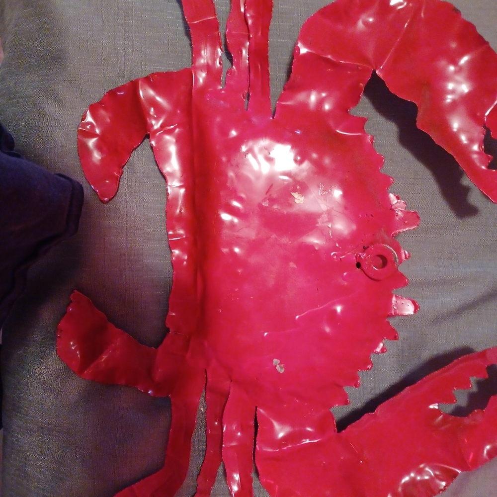 Red Metal Crab Wall Art - Picture 2 of 2